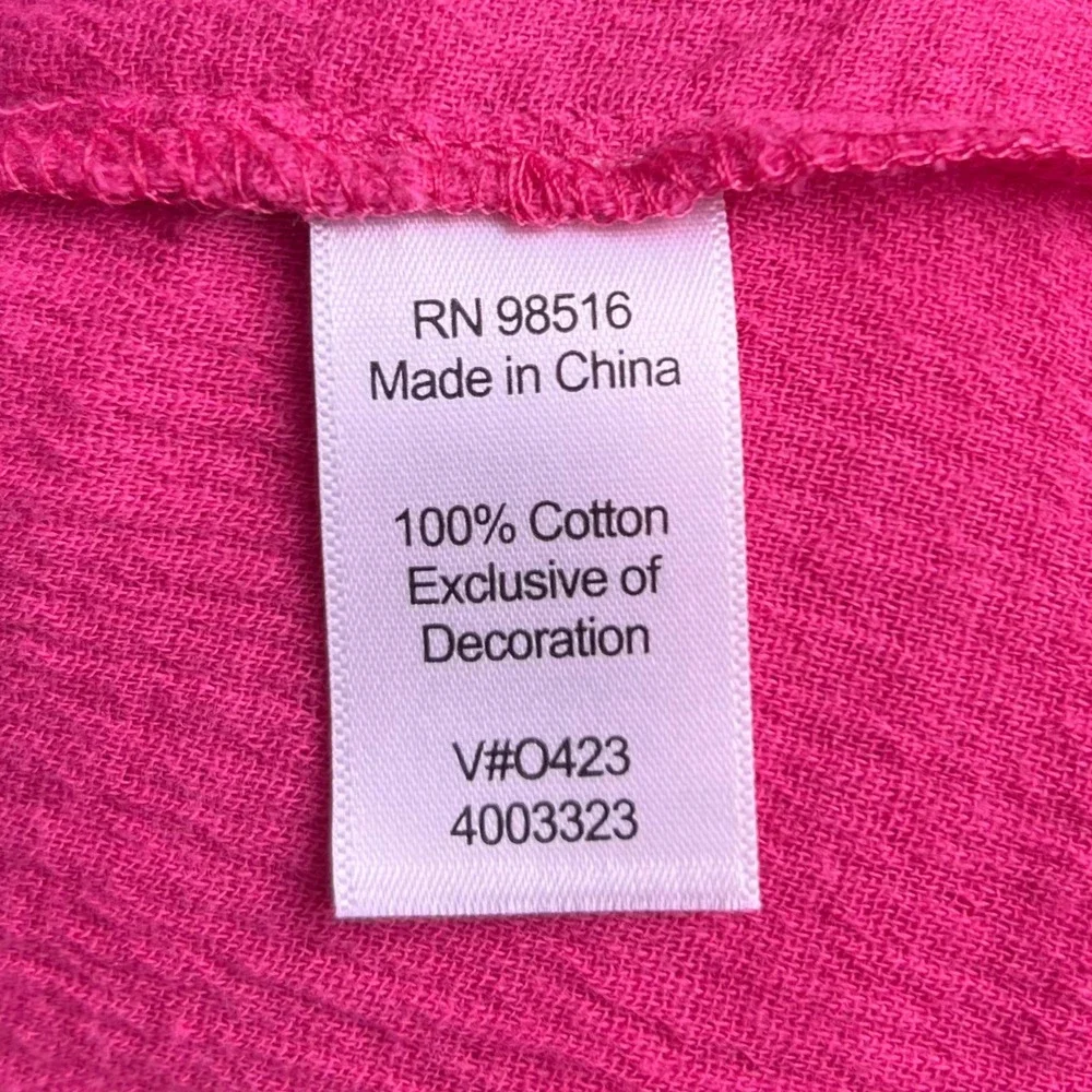 Coldwater Creek Tank Size M Hot Pink Ruffle Tiered Beach Summer Crochet Collar - Picture 10 of 11